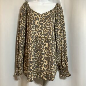 Tasamo Top Women’s Size 2XL Animal Print Loose Fit